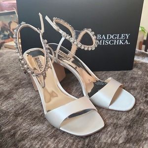 Badgley Mischka Korina Square Toe Adorned Strap High Heel Sandals
